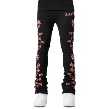 Guapi 플레어 28 Black Blossom Denim 꽃무늬 자수
