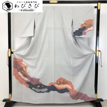 츠케사게 쥐어짜는 안개 무늬 꽃무늬 수은색 금채 K-4954