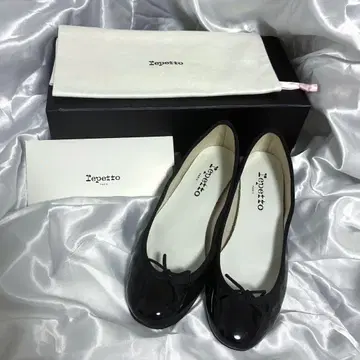 컨디션 최상 레페토 카미유 블랙 에나멜 발레 슈즈 Repetto