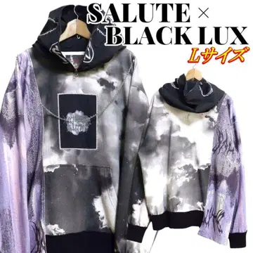 SALUTE x BLACK LUX 아트 그래픽 절개 후드티 L