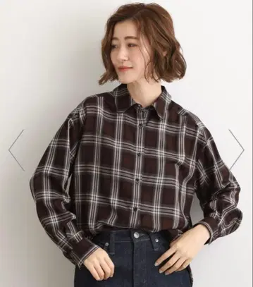 이번 시즌 grove 그로브 옴브레 체크 셔츠 브라운 체크 M