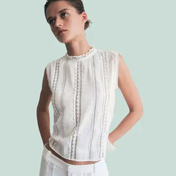 ZARA 셋업 로맨틱 자수 블라우스 & 크롭 기장 팬츠