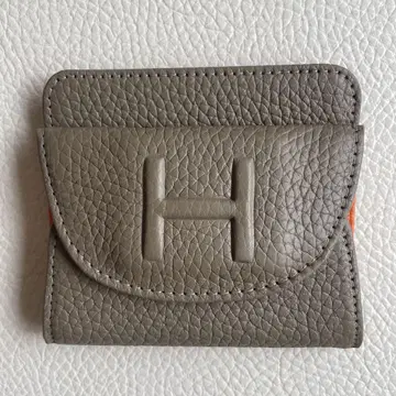 H 로고 그레이지 가죽 코인 케이스