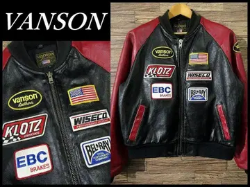 XXL USA제 반손 TJP 와펜 장식 가죽 레이싱 바시티 자켓