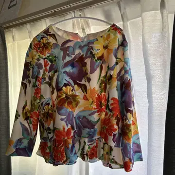 Diagram 꽃무늬 플레어 긴팔 셔츠