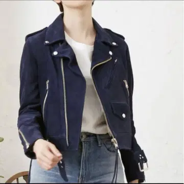 제인 스미스 천연 가죽 스웨이드 라이더 자켓 38 미사용
