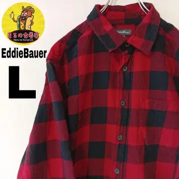 USA 구제 의류 EddieBauer 플란넬 셔츠 L 레드 블랙 체크