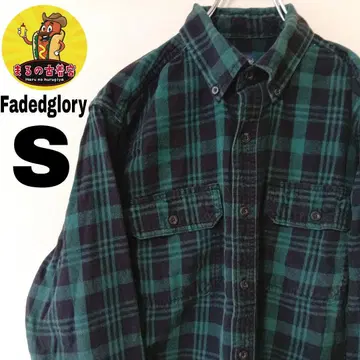 USA 구제 의류 Fadedglory 플란넬 셔츠 S 그린 블랙 체크