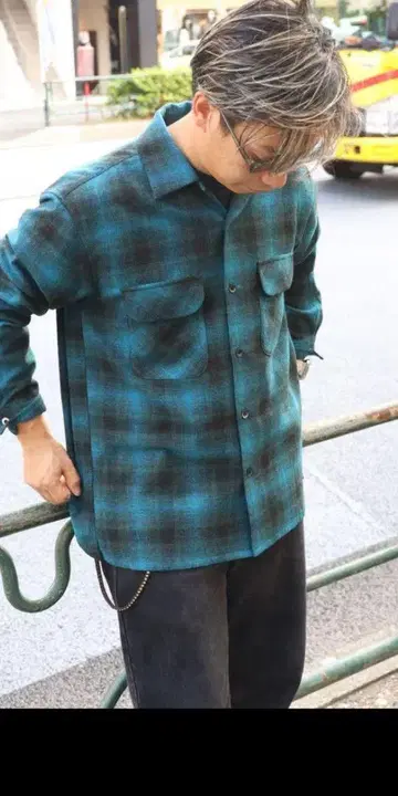 새상품 FJ 감수 옴브레 보드 셔츠 백넘버 펜들턴 S