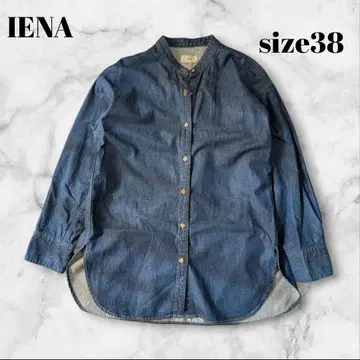 이에나 IENA 데님 셔츠 밴드 카라 겉옷 면 100% 38호