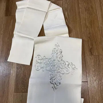 아이보리 은색 자수 오비