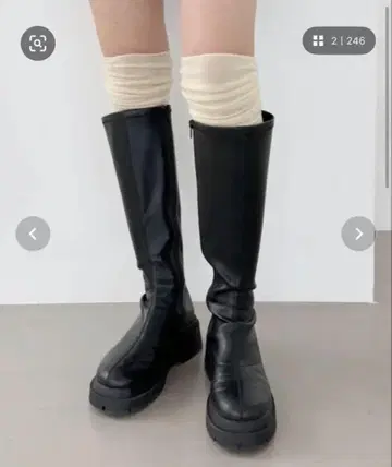 Heather 인힐 스트레치 롱 부츠 블랙