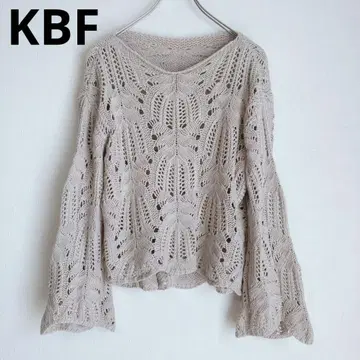 KBF 레이스 편직 니트 플레어 슬리브 비침 긴팔 베이지 F
