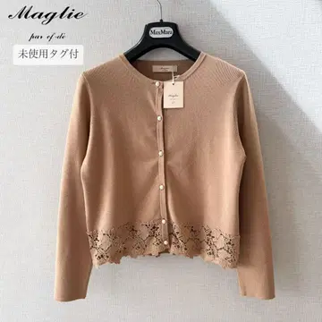 택 포함 새상품 마리엘 에프데 밑단 레이스 펄 버튼 가디건 9