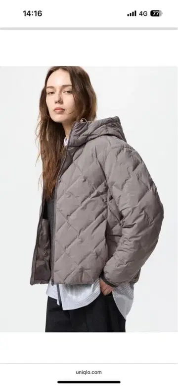 새상품 UNIQLO 퍼프 테크 후드티