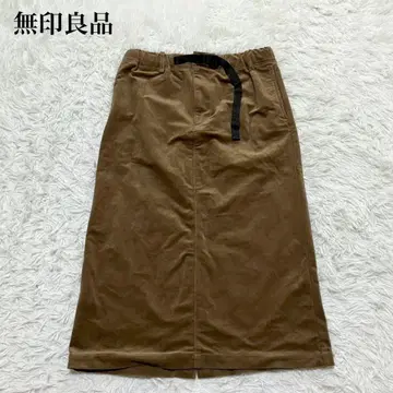무인양품 타이트 스커트 슬릿 허리 벨트 코듀로이 캐주얼