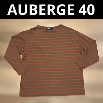 AUBERGE 주홍색/브라운 스트라이프 긴팔 티셔츠