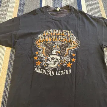 HARLEY DAVIDSON T셔츠 스컬과 독수리 디자인 블랙