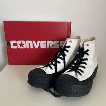 CONVERSE 하이컷 스니커즈 통굽 화이트/블랙