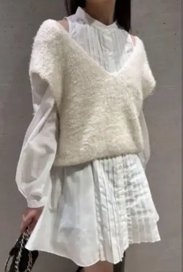 SNIDEL 스나이델 퍼라이크 니트 베스트 콤비 튜닉