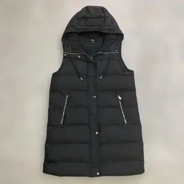 하자품 ZARA 롱 베스트 후드 부착 블랙 가을/겨울