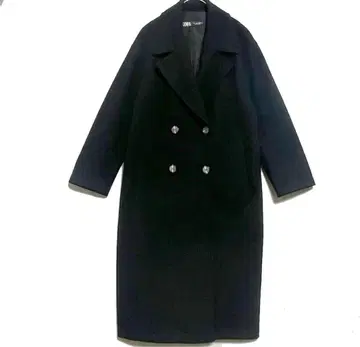 ZARA 자라 더블 버튼 코트 롱 코트 블랙