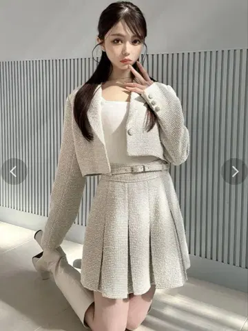RESEXXY 리젝시 트위드 셋업 아이보리