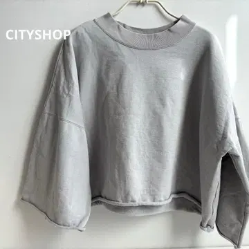 CITY SHOP 그레이 와이드 소매 숏 기장 맨투맨