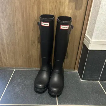 HUNTER 블랙 장화 버클 포함