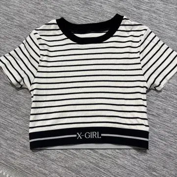 X-GIRL 스트라이프 크롭 반팔 티셔츠