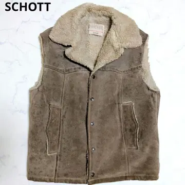 [레어/70s] 쇼트 베스트 스웨이드 카우 가죽 브라운 40 L 상당