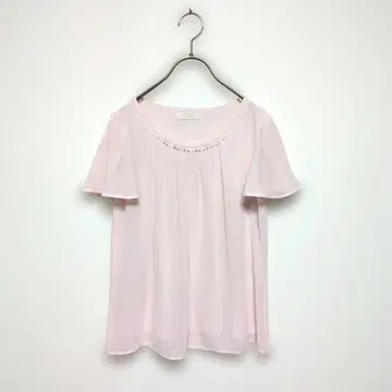 any SiS 애니시스 [ 1 ] 비쥬 장식 시어 레이스 블라우스 핑크