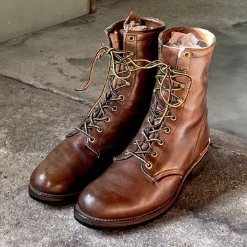 빈티지 26.5cm 70's 치페와 70년대 프린트 블랙 택 부츠 usa