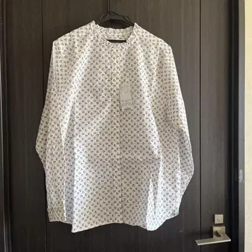 플라워 프린트 프릴 옷깃 긴팔 셔츠