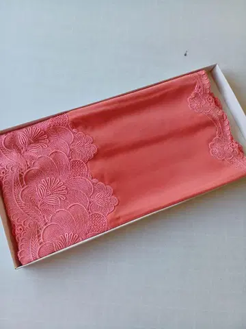 코랄 핑크 자수 기모노 숄