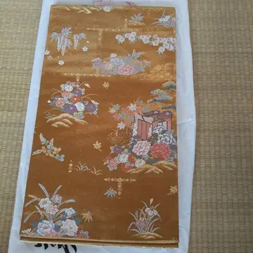 새상품 럭셔리 후쿠로 오비 육통 무늬 후쿠로 오비 당초 금실 순수 실크