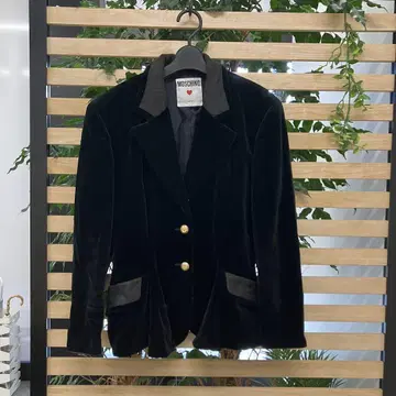 MOSCHINO 블랙 벨벳 테일러드 자켓