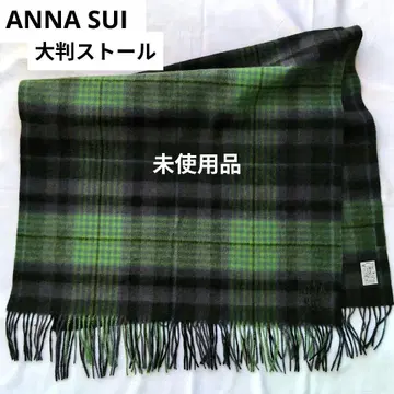 ANNA SUI (안나 수이) 울 체크 스톨 그린