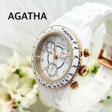 미사용 AGATHA 아가타 실리콘 밴드 여성용 손목시계 작동품