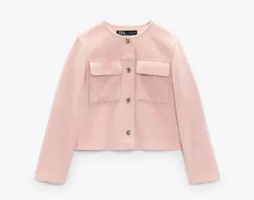 ZARA 노카라 자켓 핑크 베이지