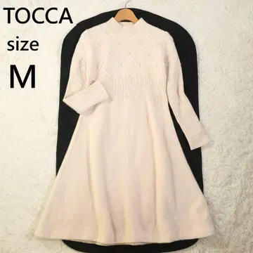 토카 TOCCA 니트 원피스 플레어 무릎 기장 펄 울 혼방 M