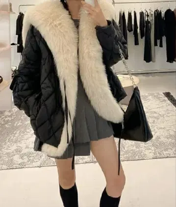 블랙 다운 자켓 퀼팅 자켓