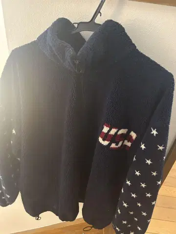 USA 미국 국기 디자인 플리스 자켓 XL