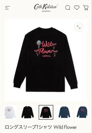 캐스키드슨 롱 슬리브 T셔츠 Wild Flower Black