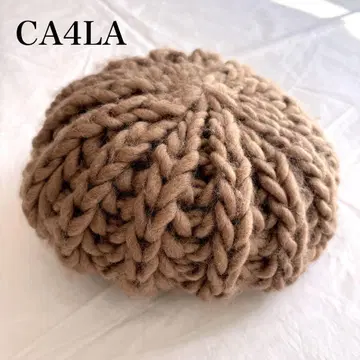 CA4LA 카시라 니트 베레모 로우게이지 니트 니트 모자 베이지 베레