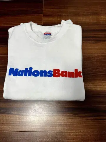 Hanes 90's 헤인즈 NationsBank 로고 맨투맨 기업계