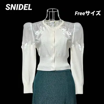 [SNIDEL] 가디건 파워숄더 오간자 비쥬 자수