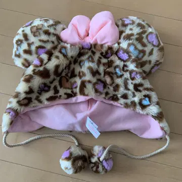 레오파드 무늬 귀 달린 팬캡 (미니)