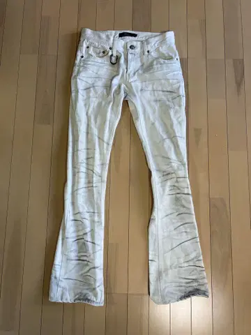 MIDAS 화이트 플레어 데님 팬츠 데미지 가공