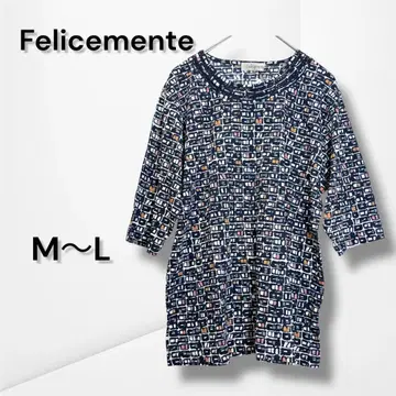 [펠리체멘테] 코튼 5부 소매 기하학 패턴 튜닉 M-L